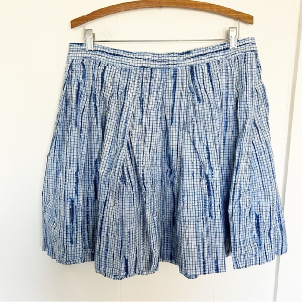 Tory‎ Burch Shibori Blue Cotton Poplin Full Skirt Size 12